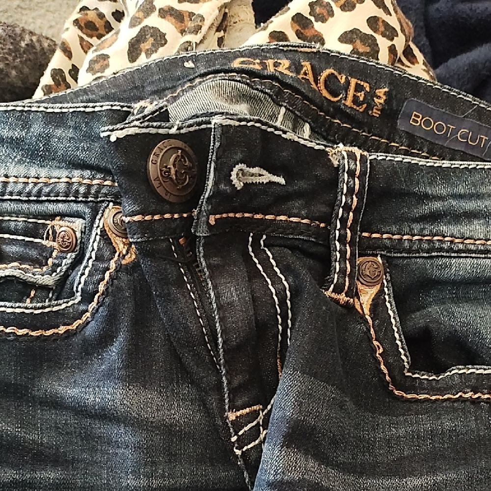 Grace Boot Cut Blue Jeans with Vintage Appeal